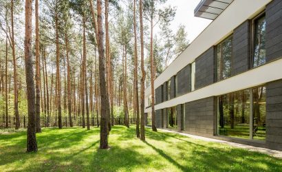 Modern house surrounded by trees