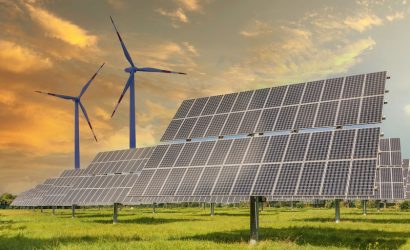 Solar,Panels,Wind,Turbines,Installed,As,Renewable,Energy,Sources,For