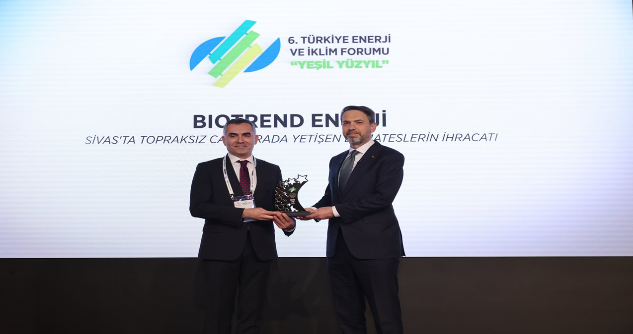 Biotrend’e SİVERA Marka Domatesleriyle Enerji ve İklim Forumu Kapsamında Döngüsel Ekonomi Ödülü