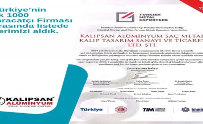 Kalıpsan Alüminyum, Türkiye’nin En Başarılı 1000 İhracatçısı