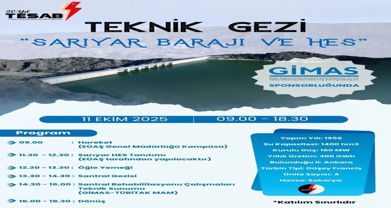 TESAB’dan Sarıyar Barajı ve HES’e Teknik Gezi